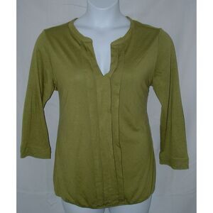 Green Sz 2 (or Sz 12) Casual Wear Lightweight Wool Blend Pleated Shirt CHICOS